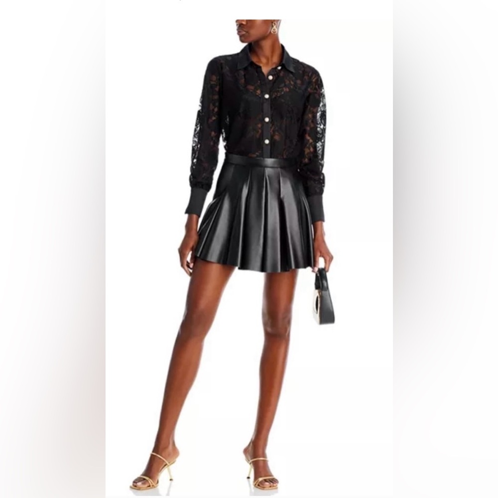 Aqua Black Mini Pleated Skirt